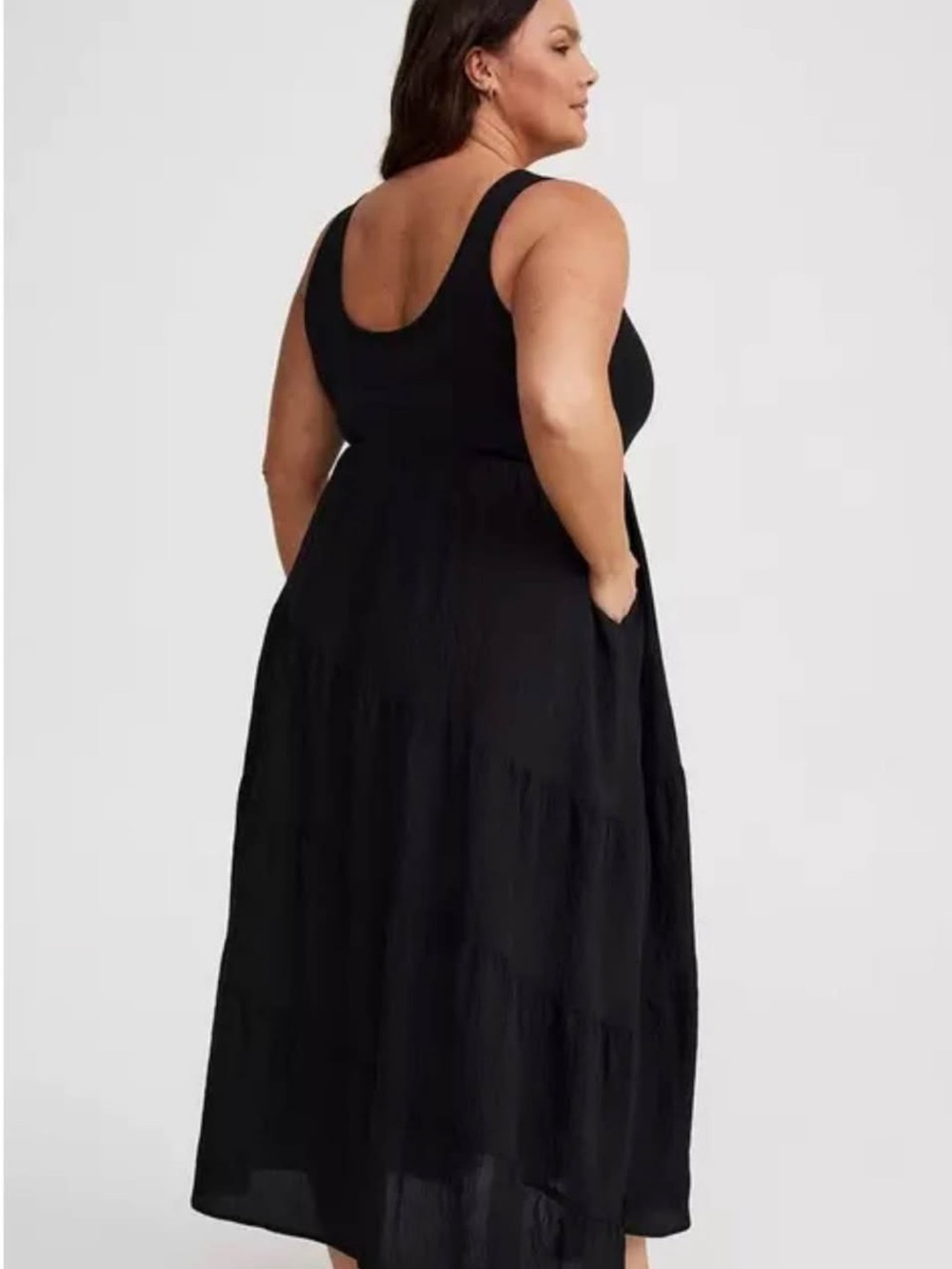torrid NWT Black Scoop Neck Tiered Maxi Dress - Picture 7 of 8